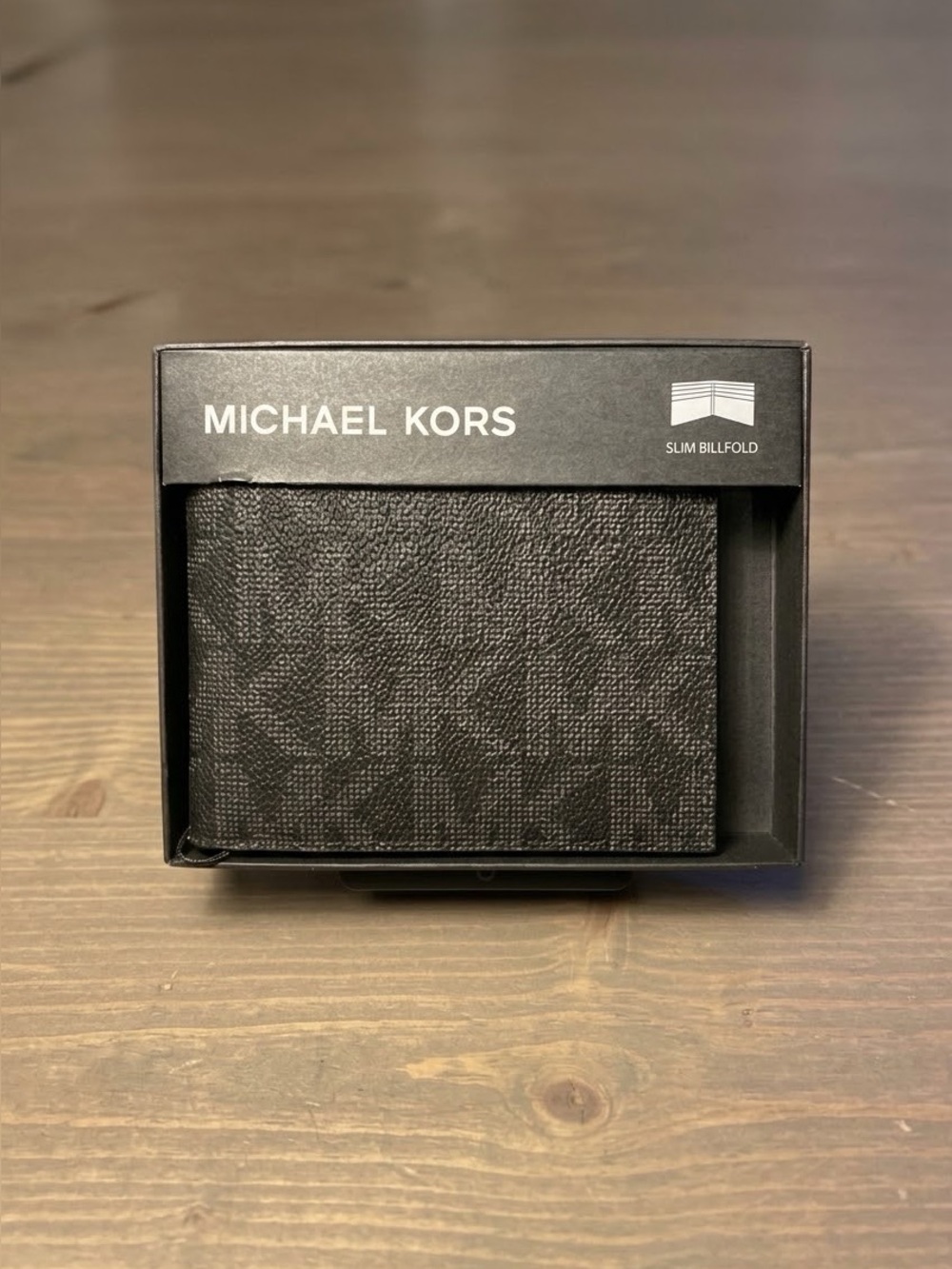 Michael Kors Jet Set Slim Billfold Wallet Black Monogram Logo Mens